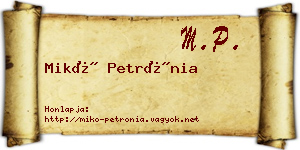 Mikó Petrónia névjegykártya